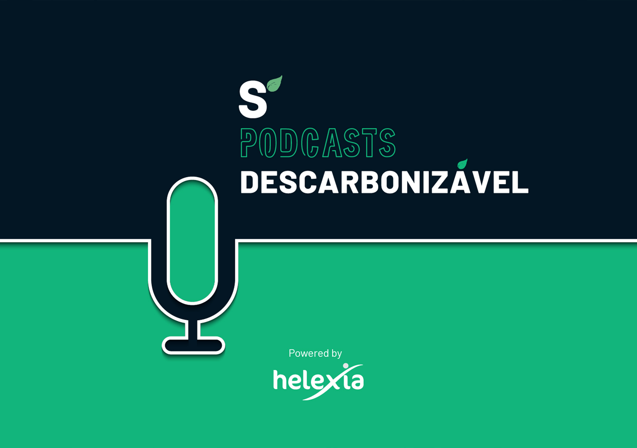 logotip do podcast descarbonizavel, uma parceria helexia e revista sustentável